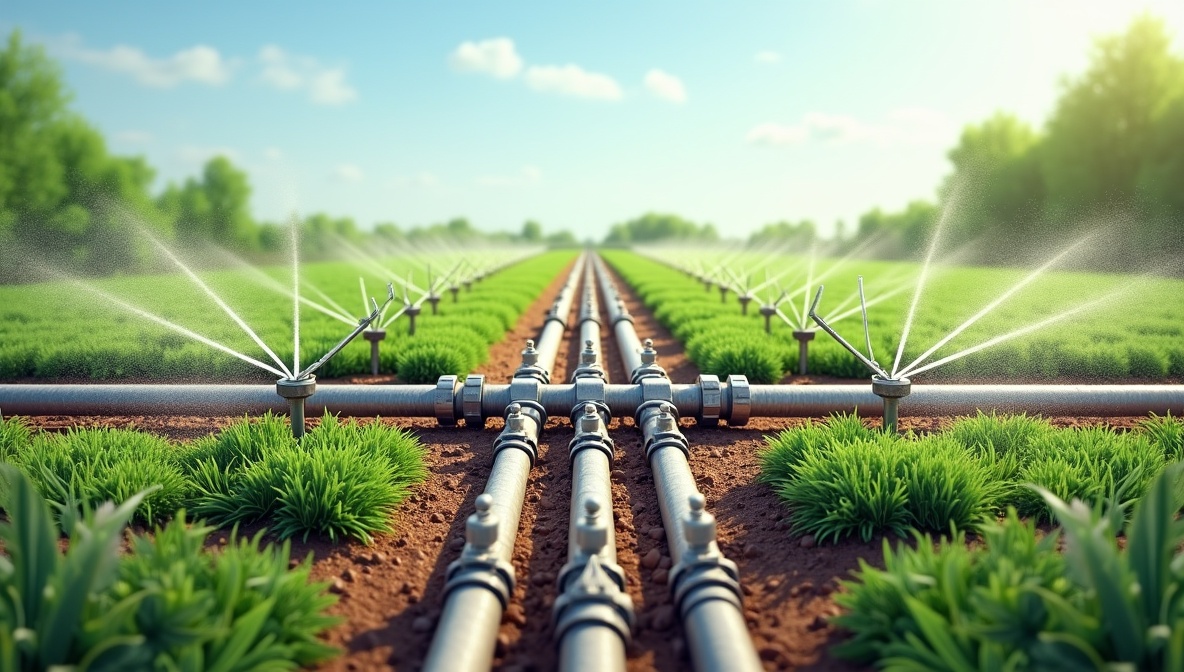 Irrigation system layout for garden watering at thakreonchun